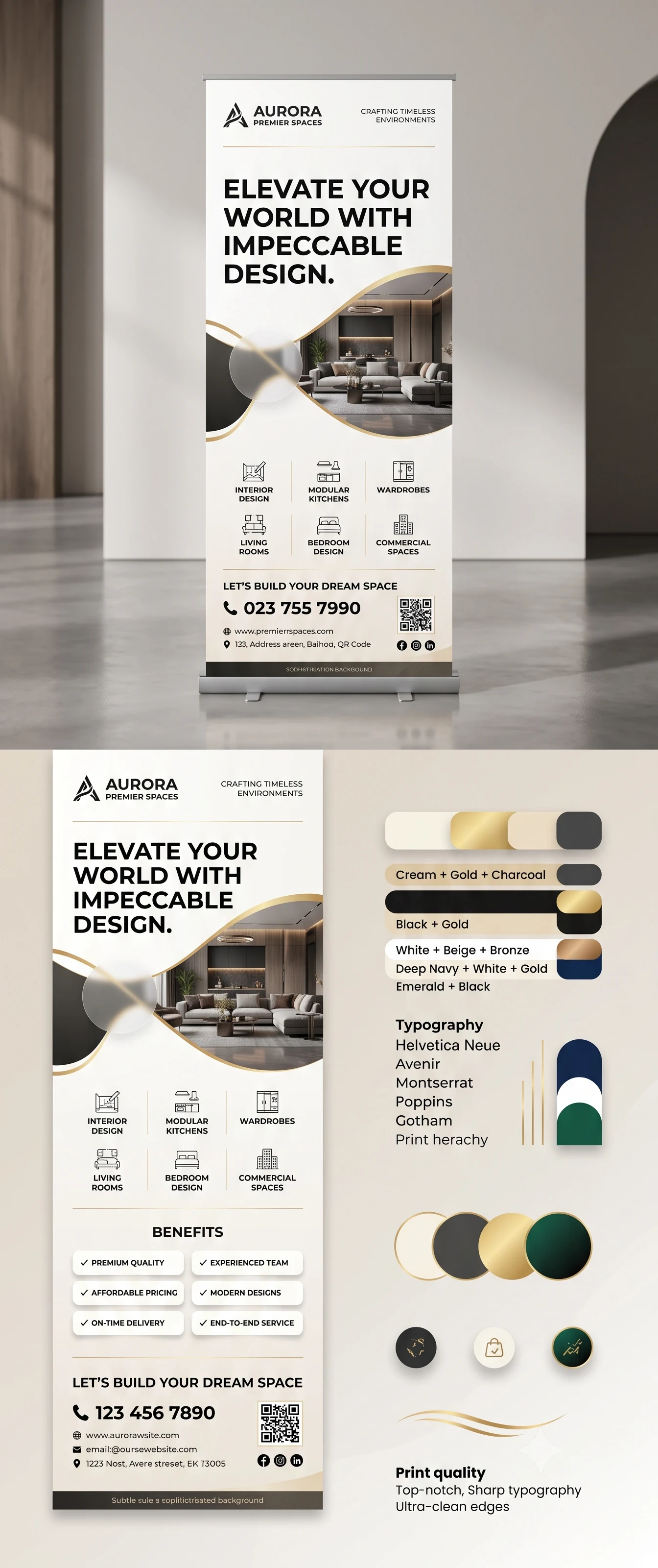 Aurora Premier Spaces — Brand & Rollup Banner — Branding design by Graphics Adi