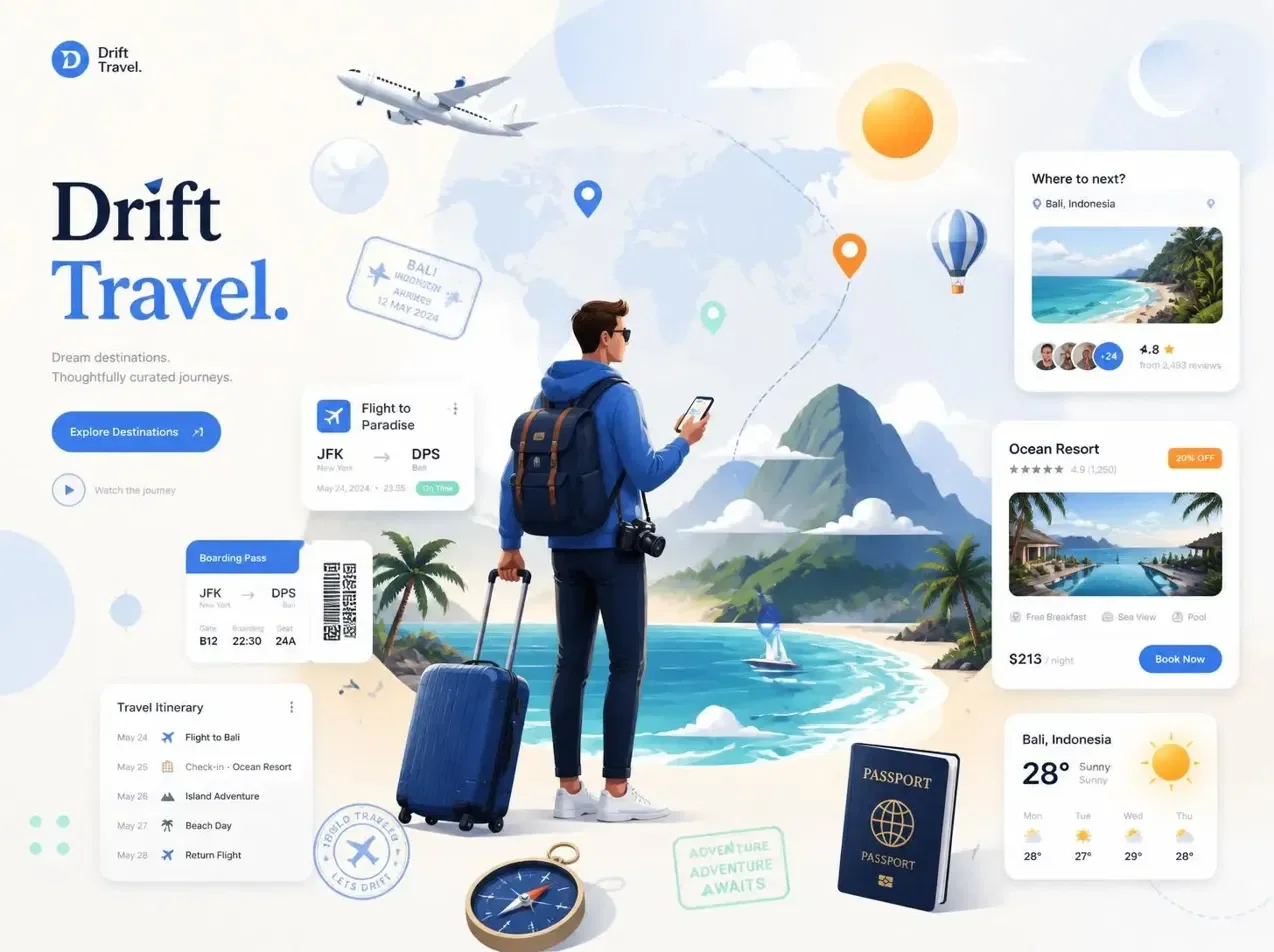 Drift Travel — Web Illustrations — Web Graphics design by Graphics Adi