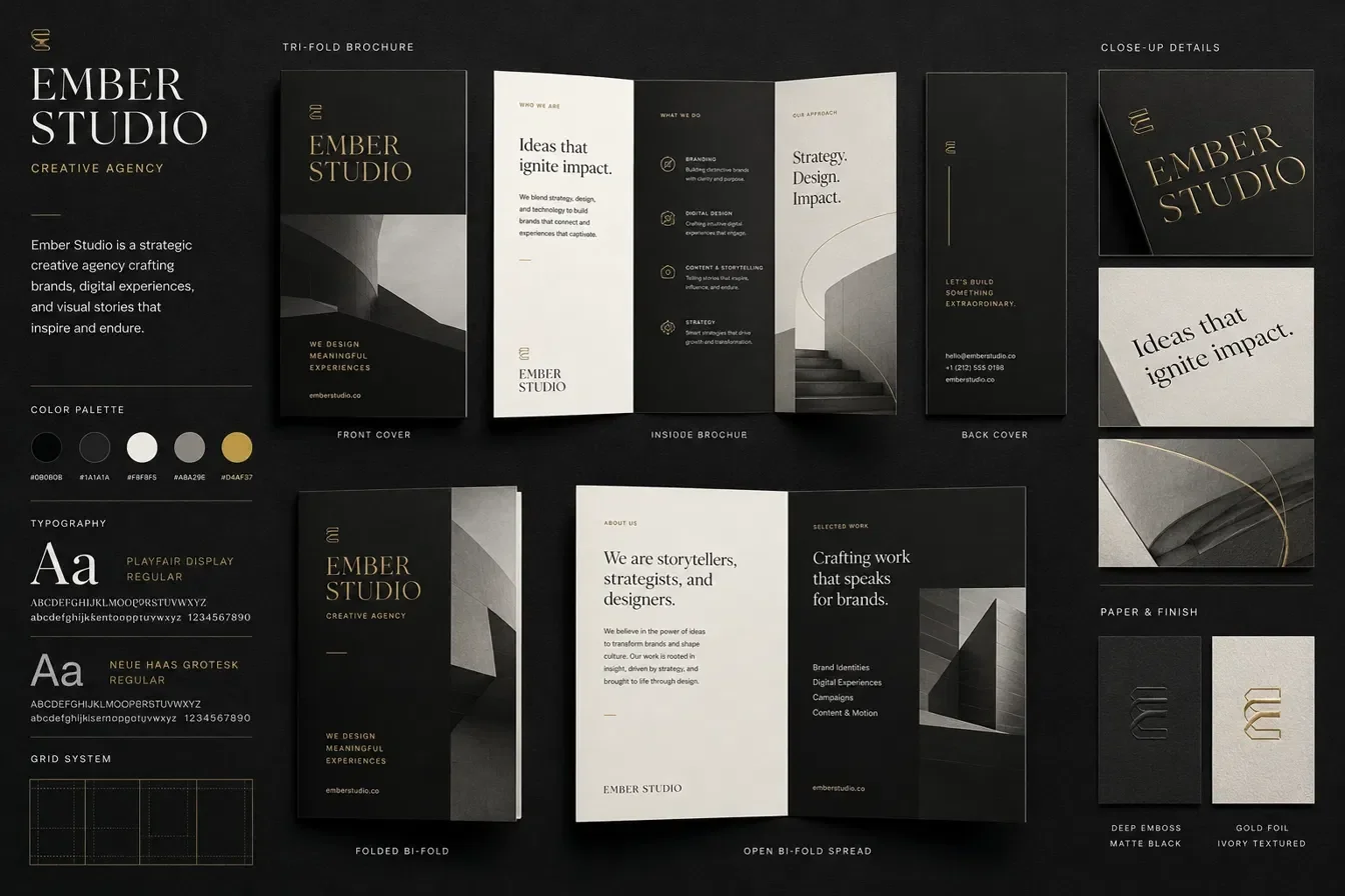 Ember Studio — Brochure — Print design by Graphics Adi