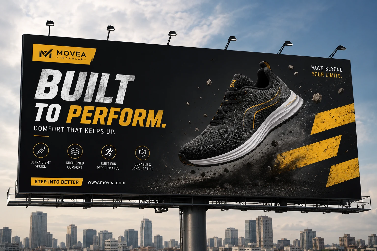 Movea Footwear — Billboard Ad — Print design by Graphics Adi