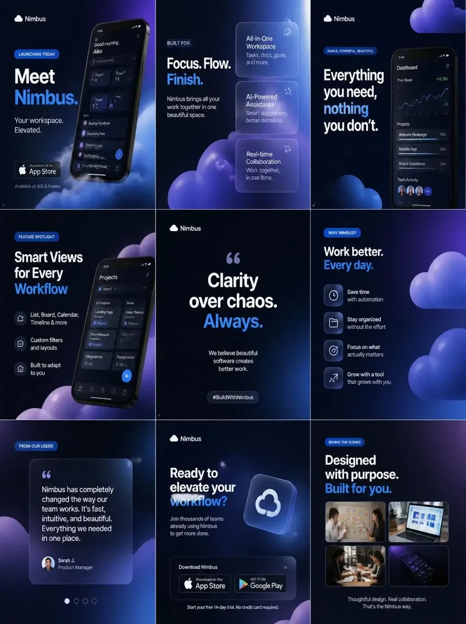 Nimbus App — Launch Campaign — Social Media design by Graphics Adi