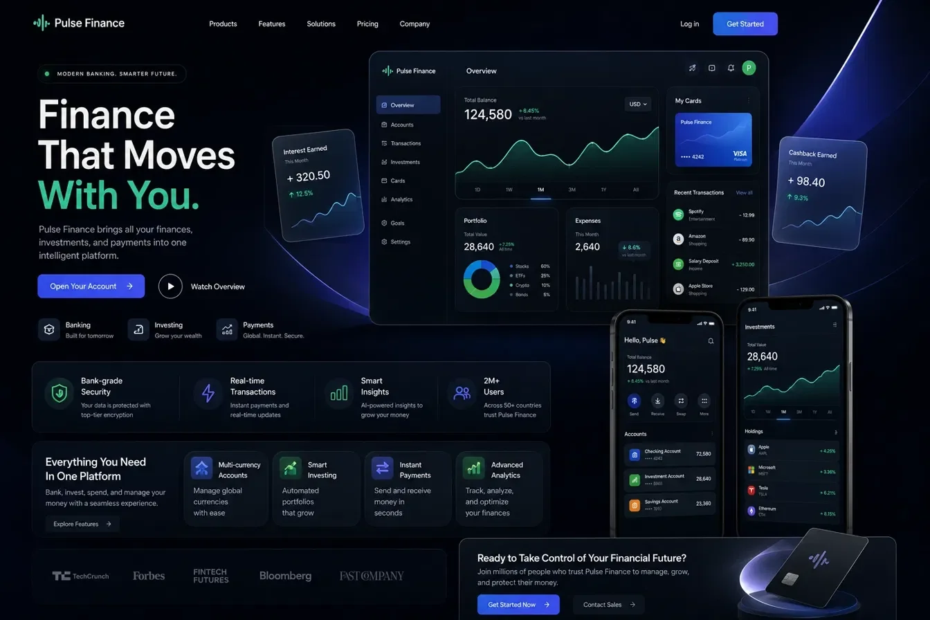 Pulse Finance — Landing Graphics — Web Graphics design by Graphics Adi